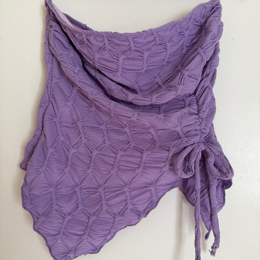 NWT Y2K See You Monday Purple tube top tie asymmetrical textured cinched XL